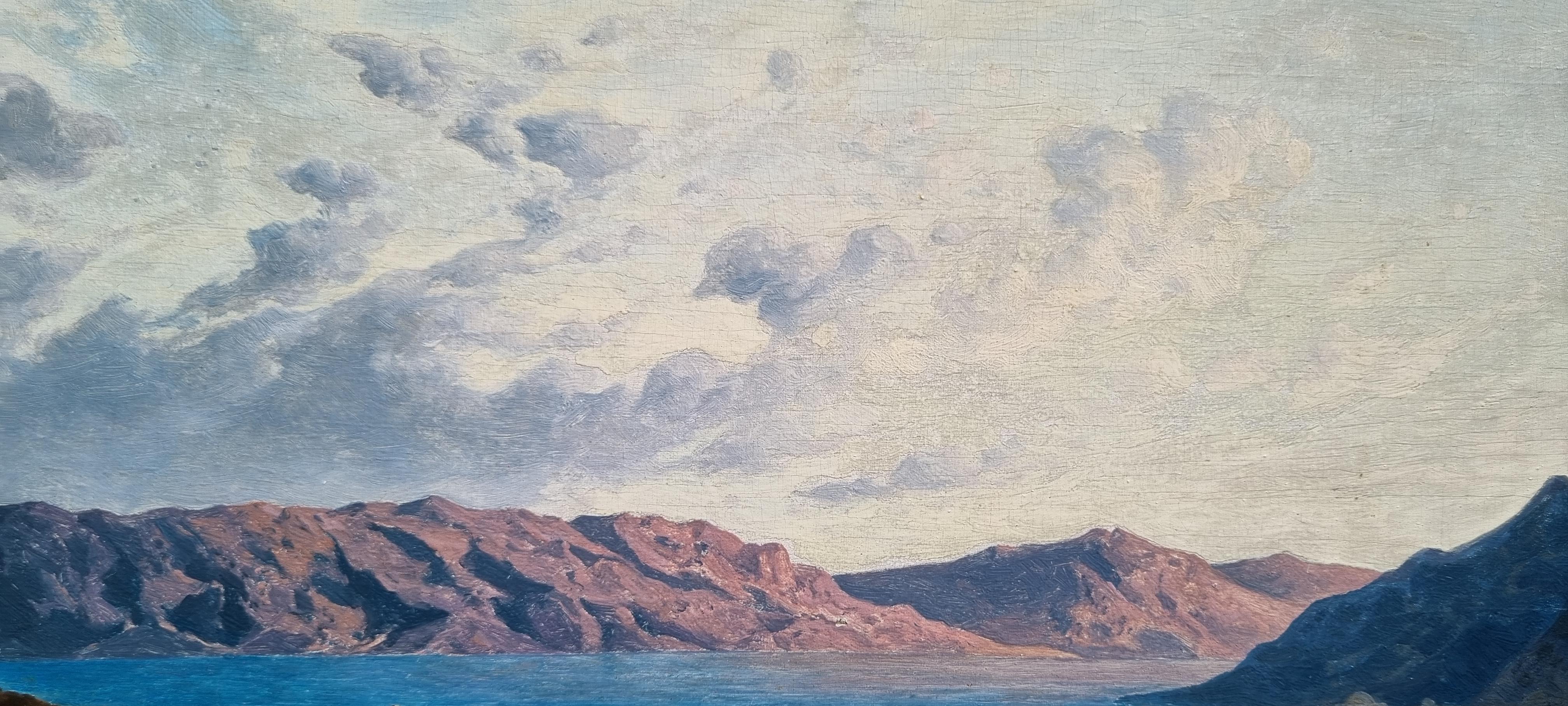 Painting Tiberias Lake by Paul LINKE German orientalist painter Late 19th For Sale 5