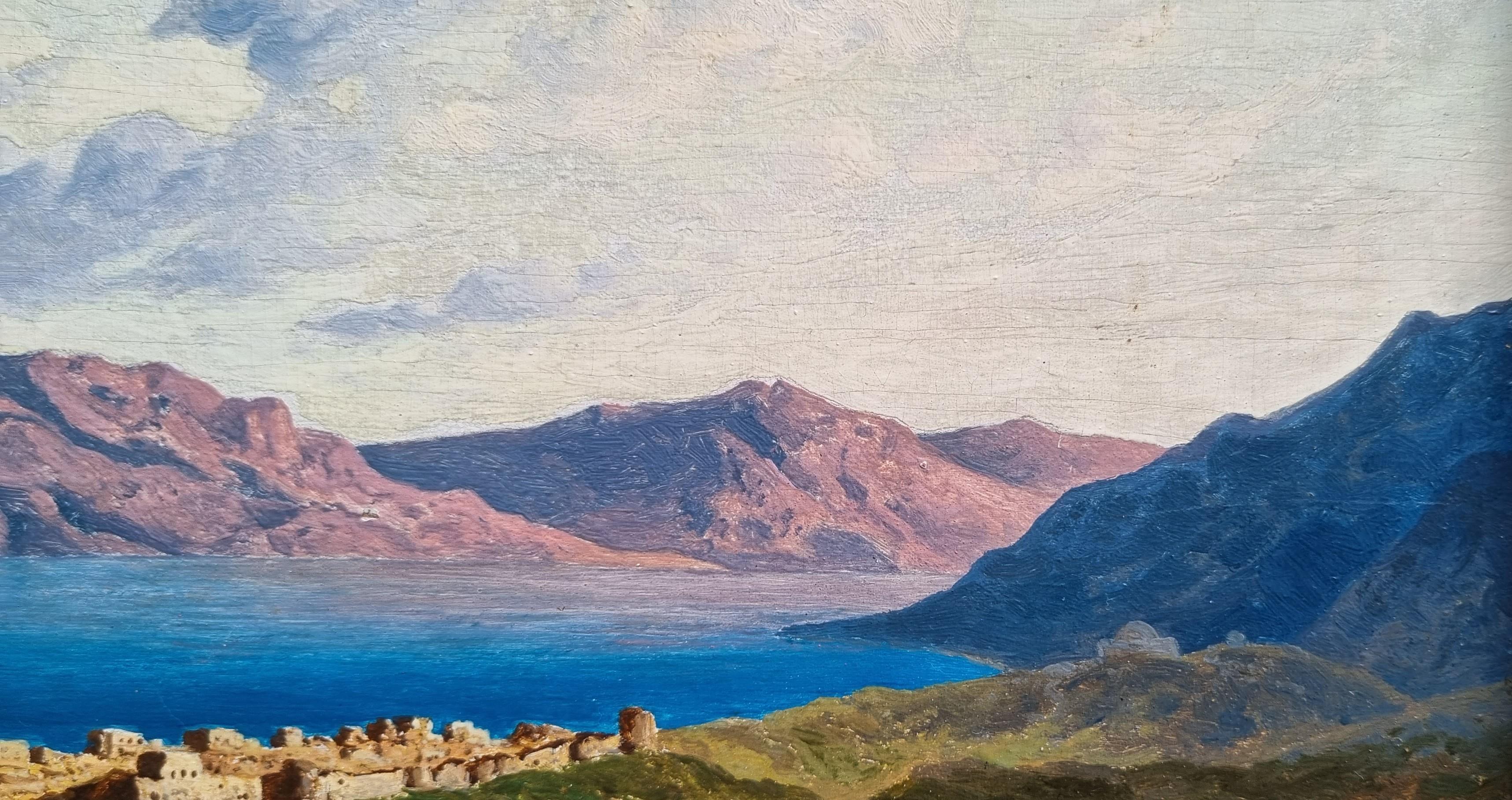 Painting Tiberias Lake by Paul LINKE German orientalist painter Late 19th For Sale 6