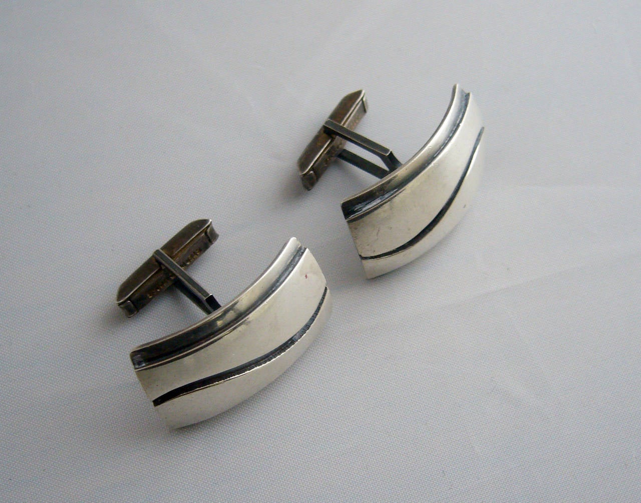 Moderniste Paul Lobel Boutons de manchette en argent sterling American Modern Studio en vente