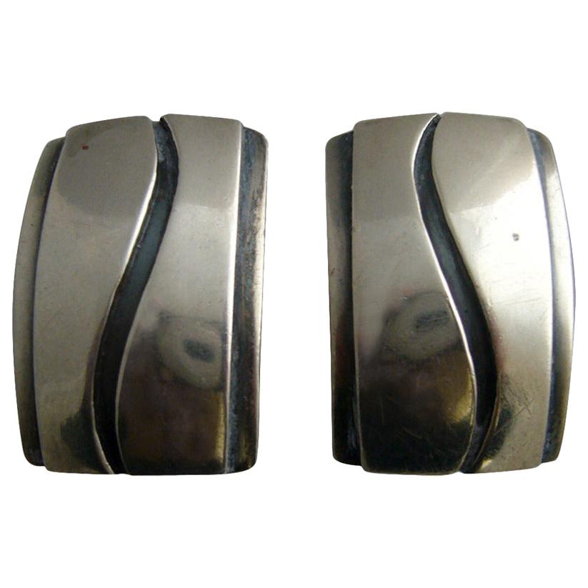 Paul Lobel Boutons de manchette en argent sterling American Modern Studio en vente