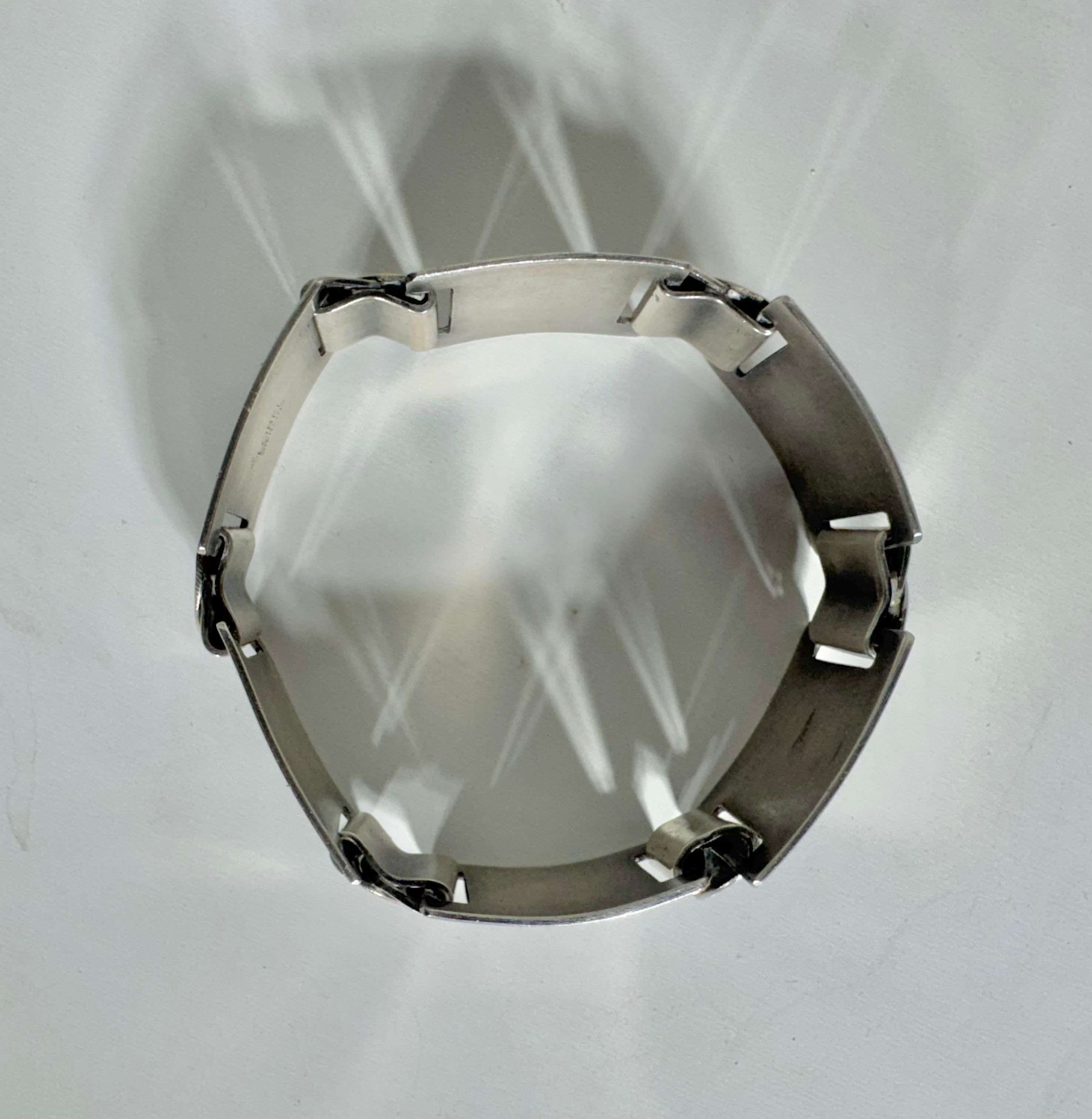 Hand-Crafted Paul Lobel New York Modernist Studio Sterling Silver Bracelet For Sale