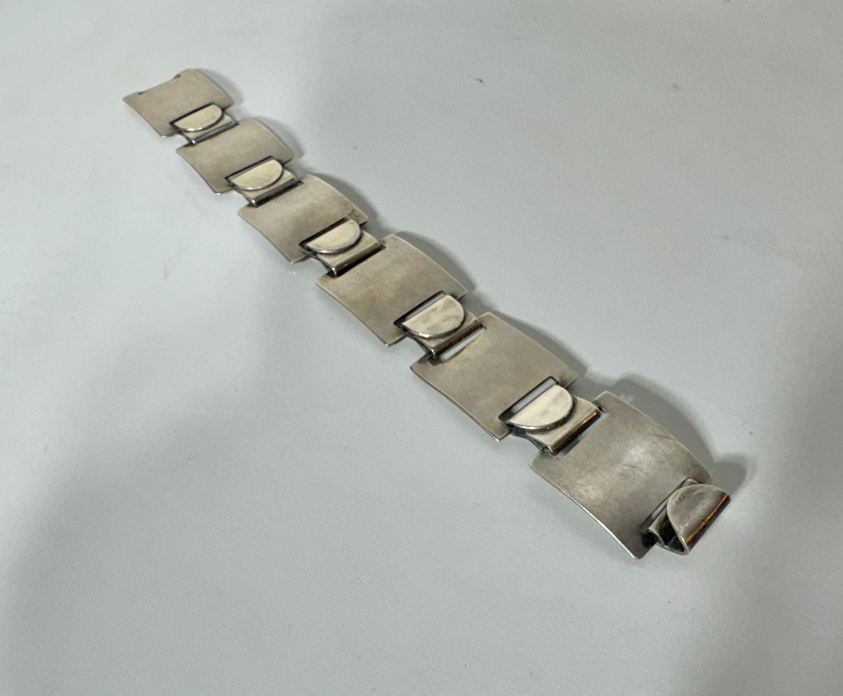 Paul Lobel New York Modernist Studio Sterling Silver Bracelet For Sale 1