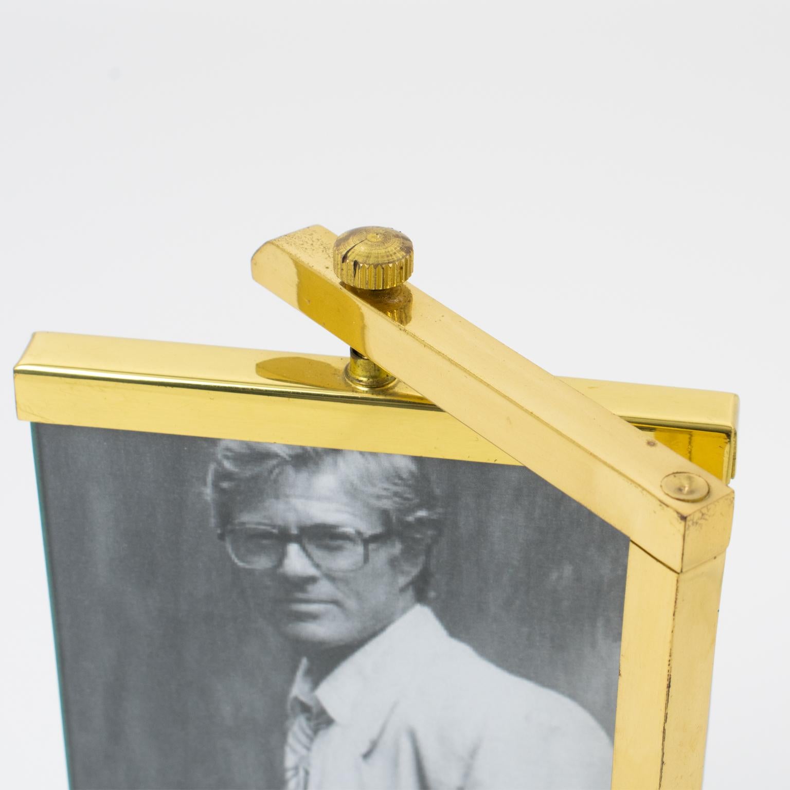 Paul Lobel Style Polished Brass Picture Frame, 1950s For Sale 1
