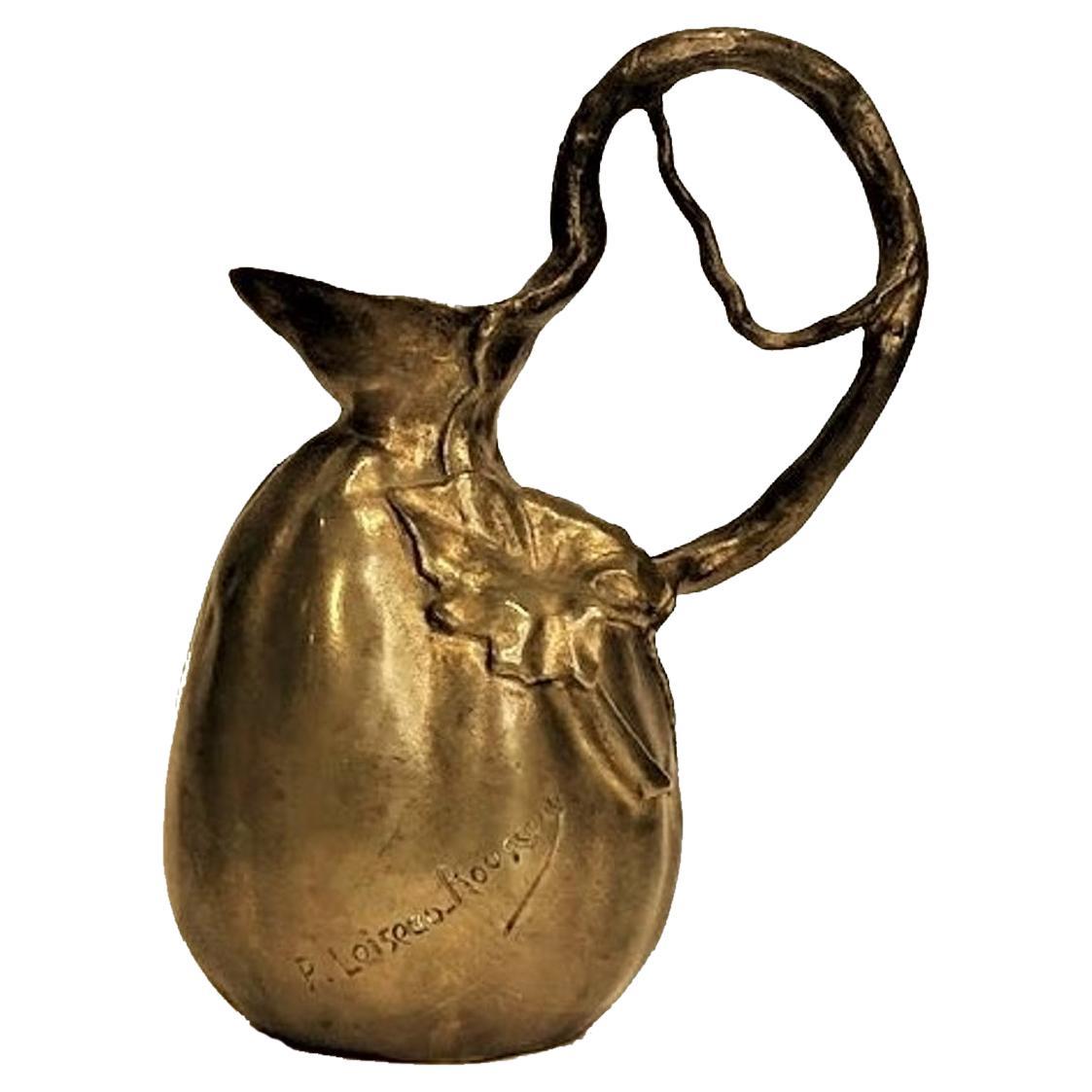 Paul Loiseau-Rousseau, French Art Nouveau Gilt Bronze Jug, Ca. 1900