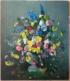 Still Life - Flowers in Urn with Bird's Nest