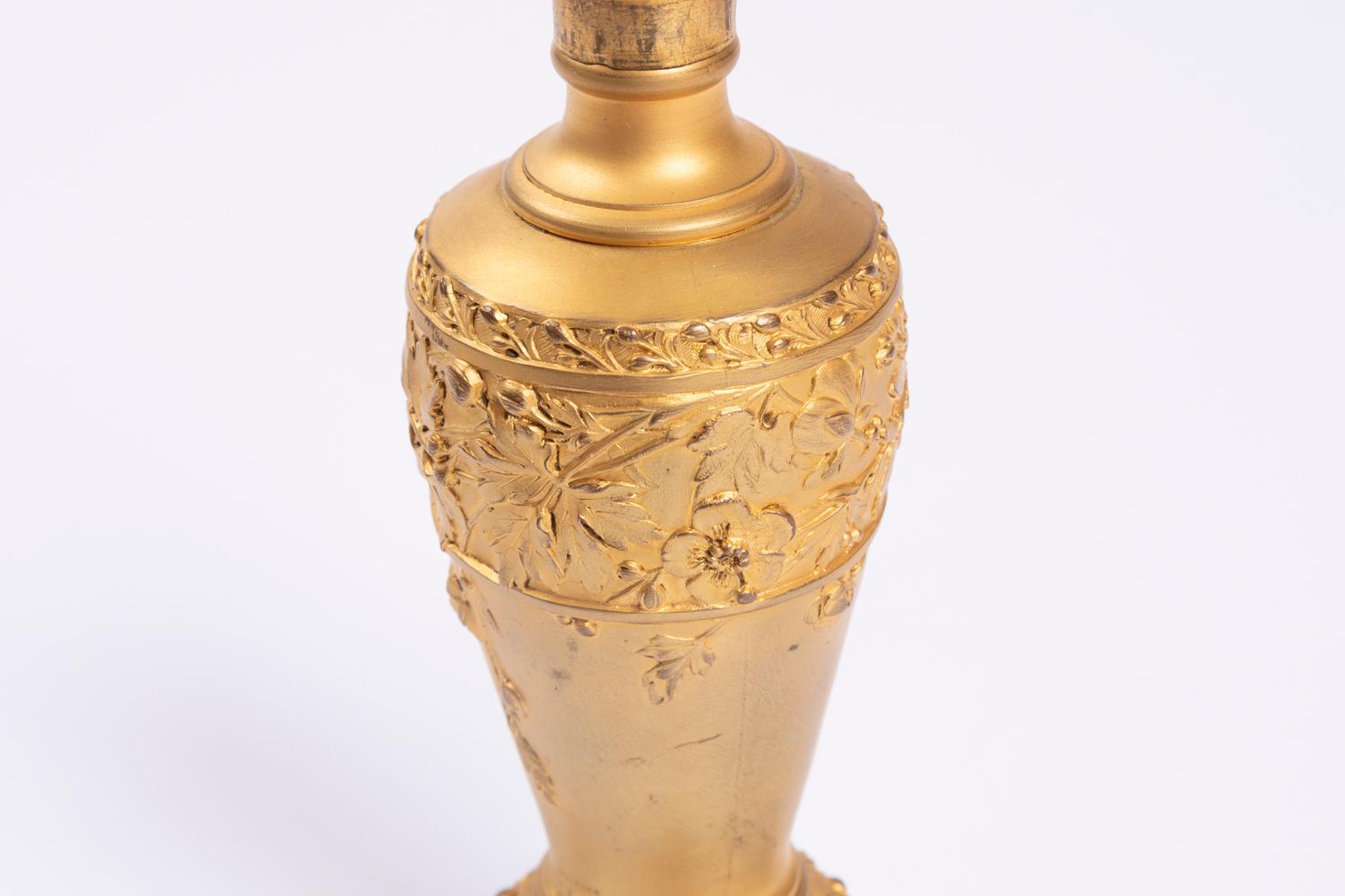 Paul Louchet, Pair of Gilt Bronze Bedside Lamps, Art Nouveau Period In Good Condition In Saint-Ouen, FR