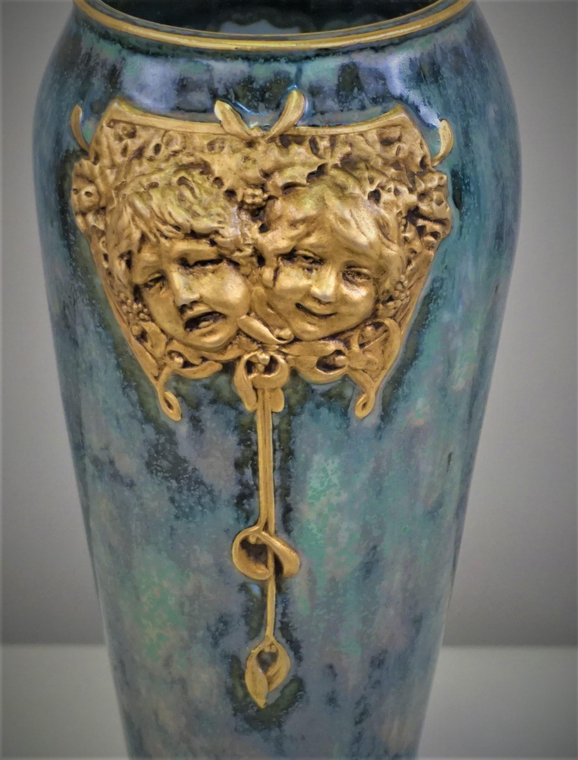 French Paul Louchet Vase with Gilt-Bronze Base For Sale