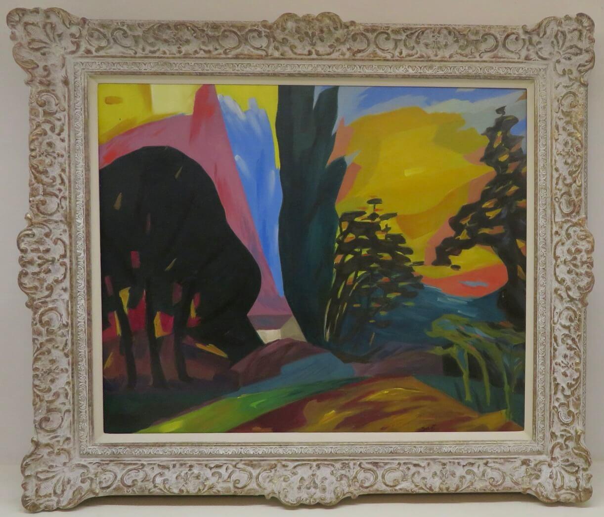 Landscape Painting Paul Louis Bolot - Paul Bolot, peinture à l'huile post-impressionniste colorée du milieu du siècle dernier 
