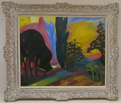 Vintage Paul Bolot FRENCH MID CENTURY colourful POST IMPRESSIONIST oil painting FRAMED 