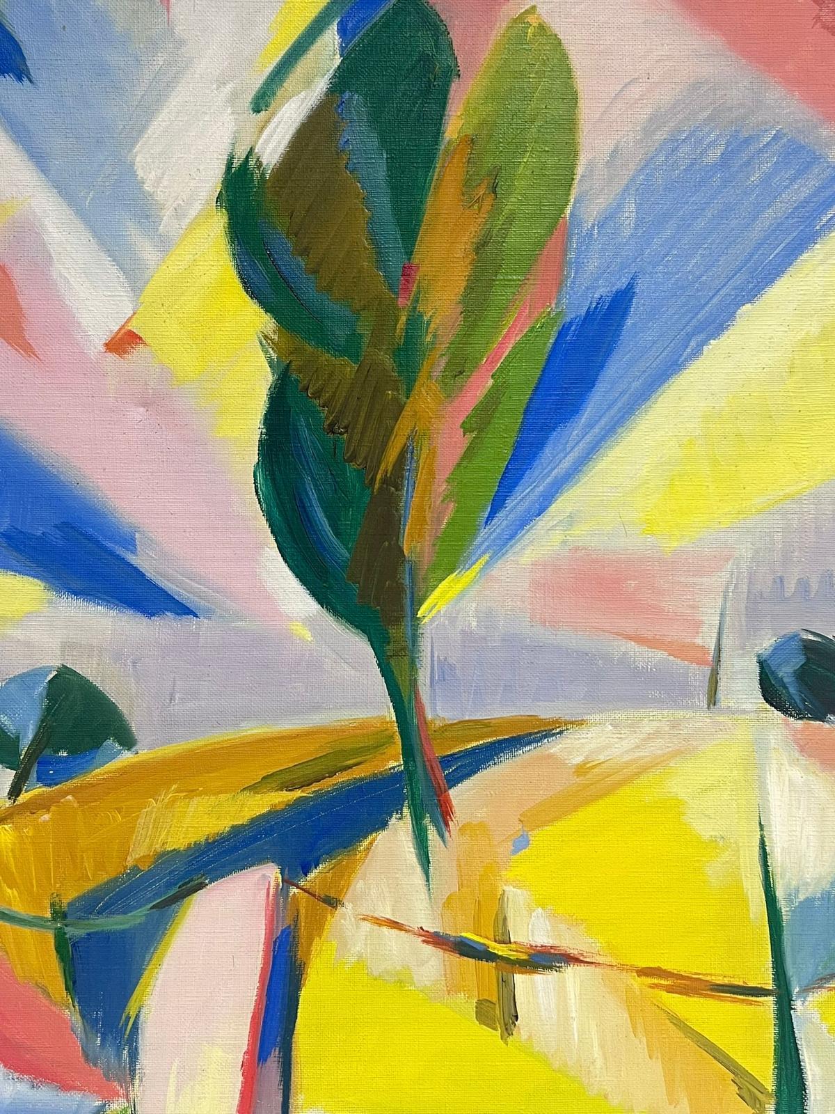 1960's Französisch kubistische Ölgemälde Helle Landschaft mit Baum Erstaunliche Farben (Kubismus), Painting, von Paul-Louis Bolot (French 1918-2003)