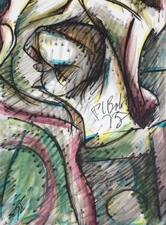 20th Century French Modernist Painting Of A Young Blonde Female Portrait