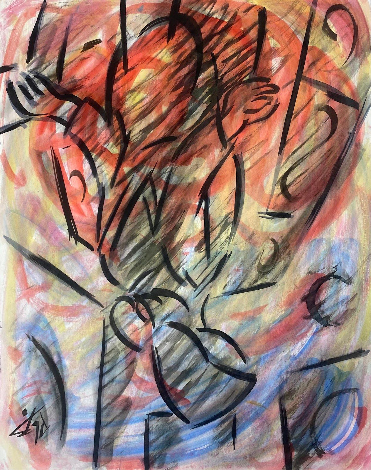 Peinture française du 20e siècle représentant une composition florale monochrome en noir et blanc  - Moderne Painting par Paul-Louis Bolot (French 1918-2003)