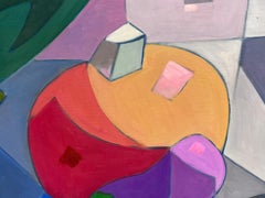 French 20th Century Cubist Still Life Oil Painting Study of Vegetables