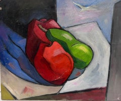 Óleo modernista francés Bodegón cubista de manzanas