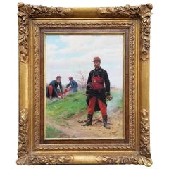Paul Louis Grolleron Painting French Soldiers, circa 1875