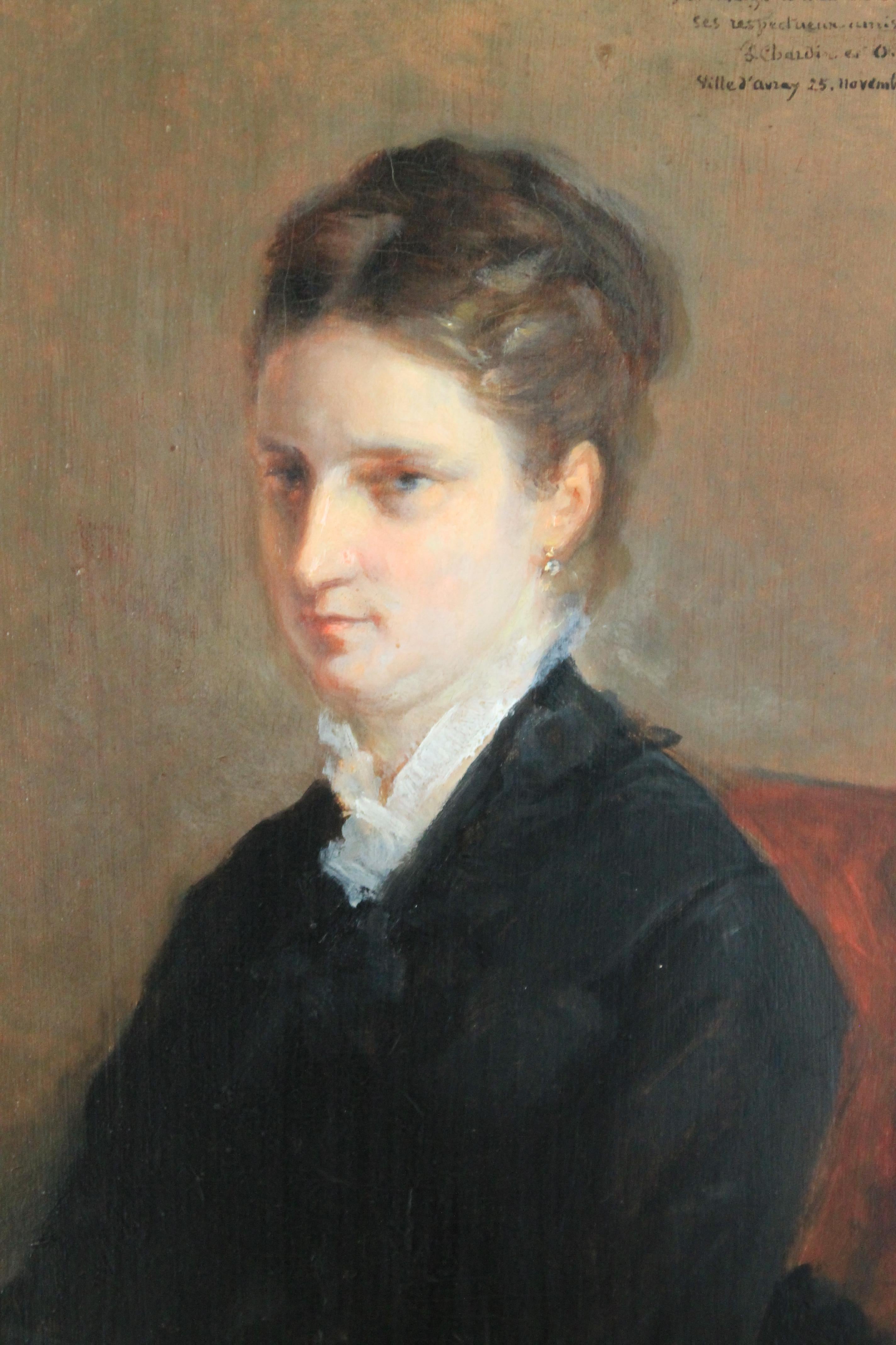Portrait of a woman, French Antique portrait of a woman, framed portrait 2