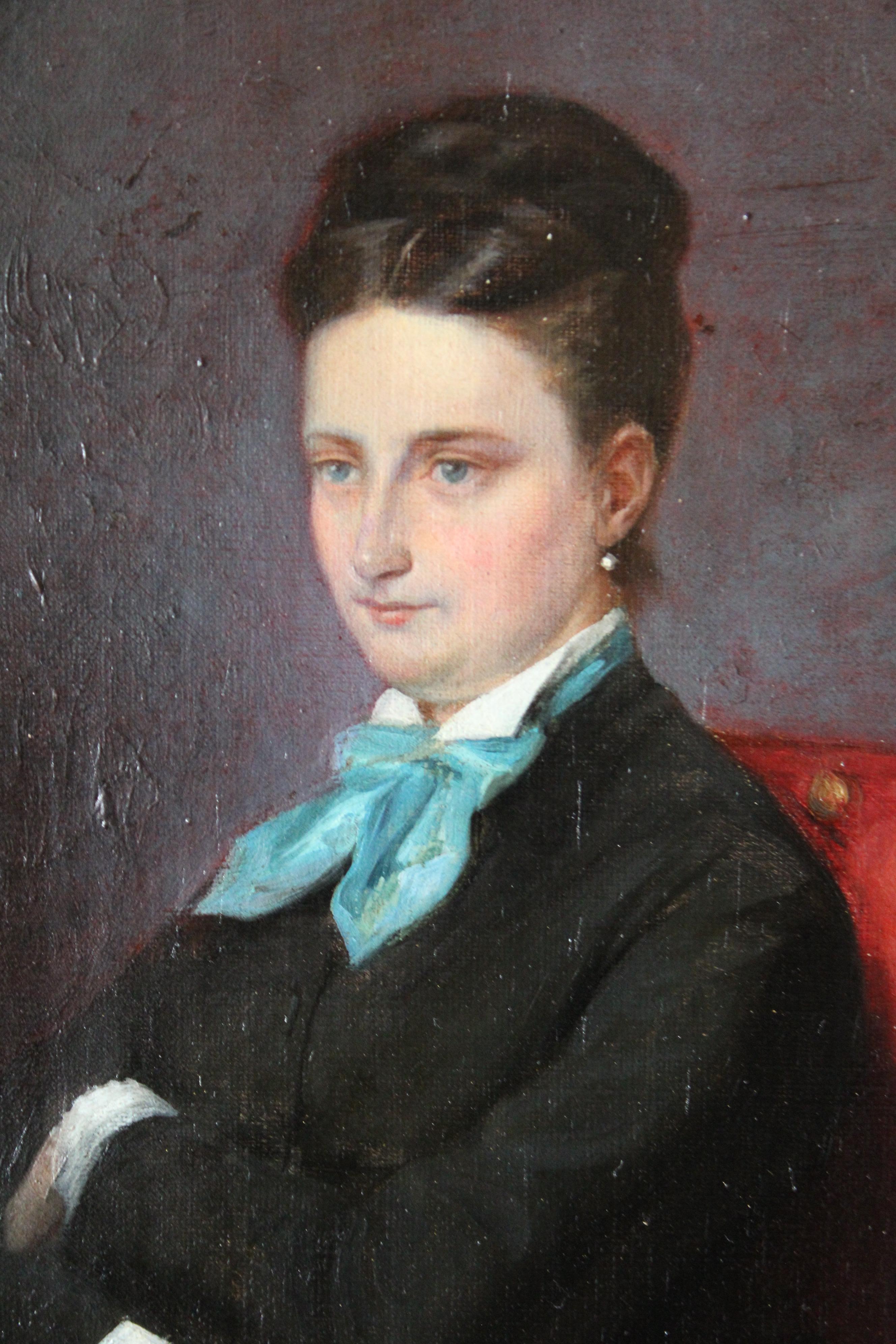 Portrait of a woman, French Antique portrait of a woman, framed portrait For Sale 1