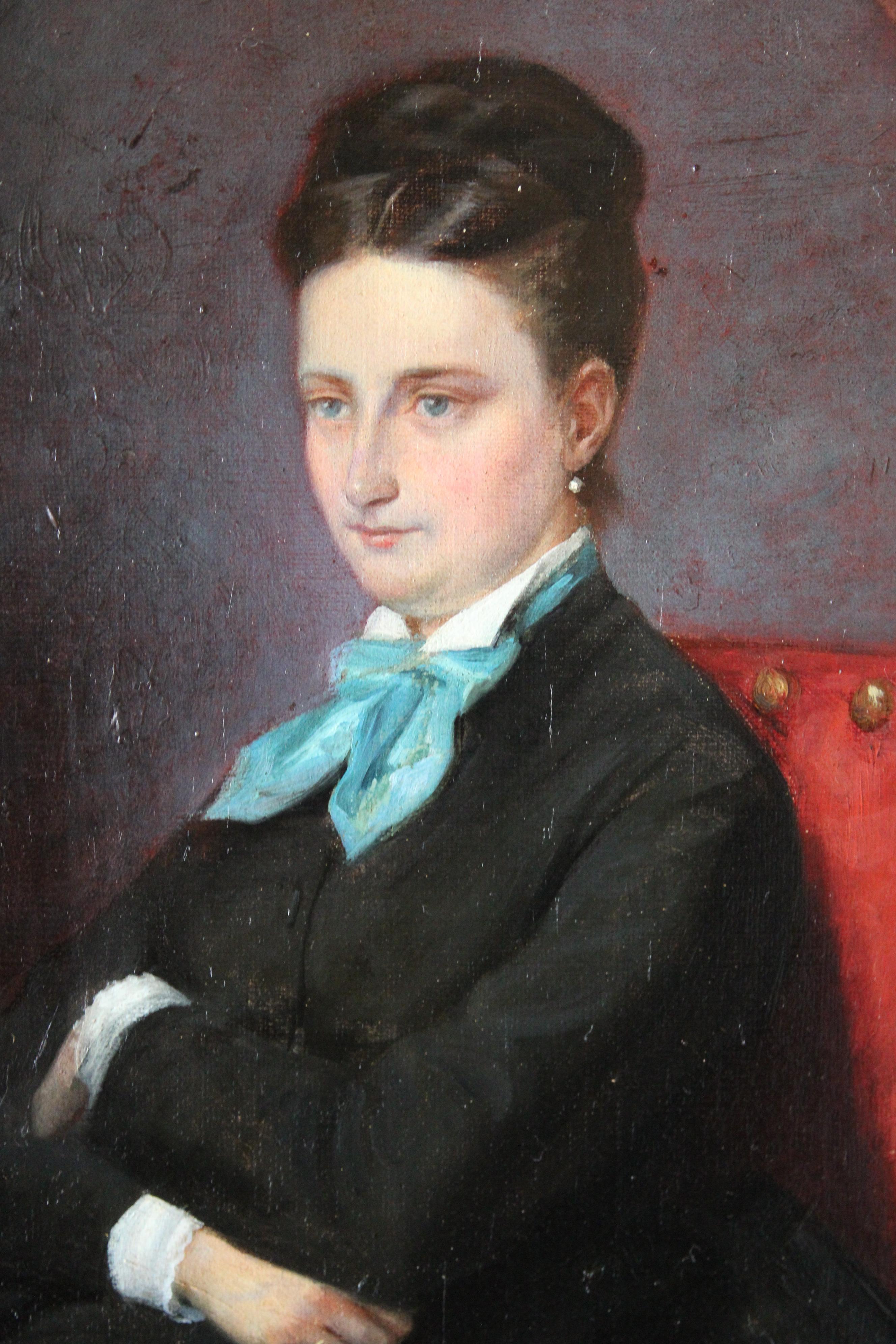 Portrait of a woman, French Antique portrait of a woman, framed portrait For Sale 2