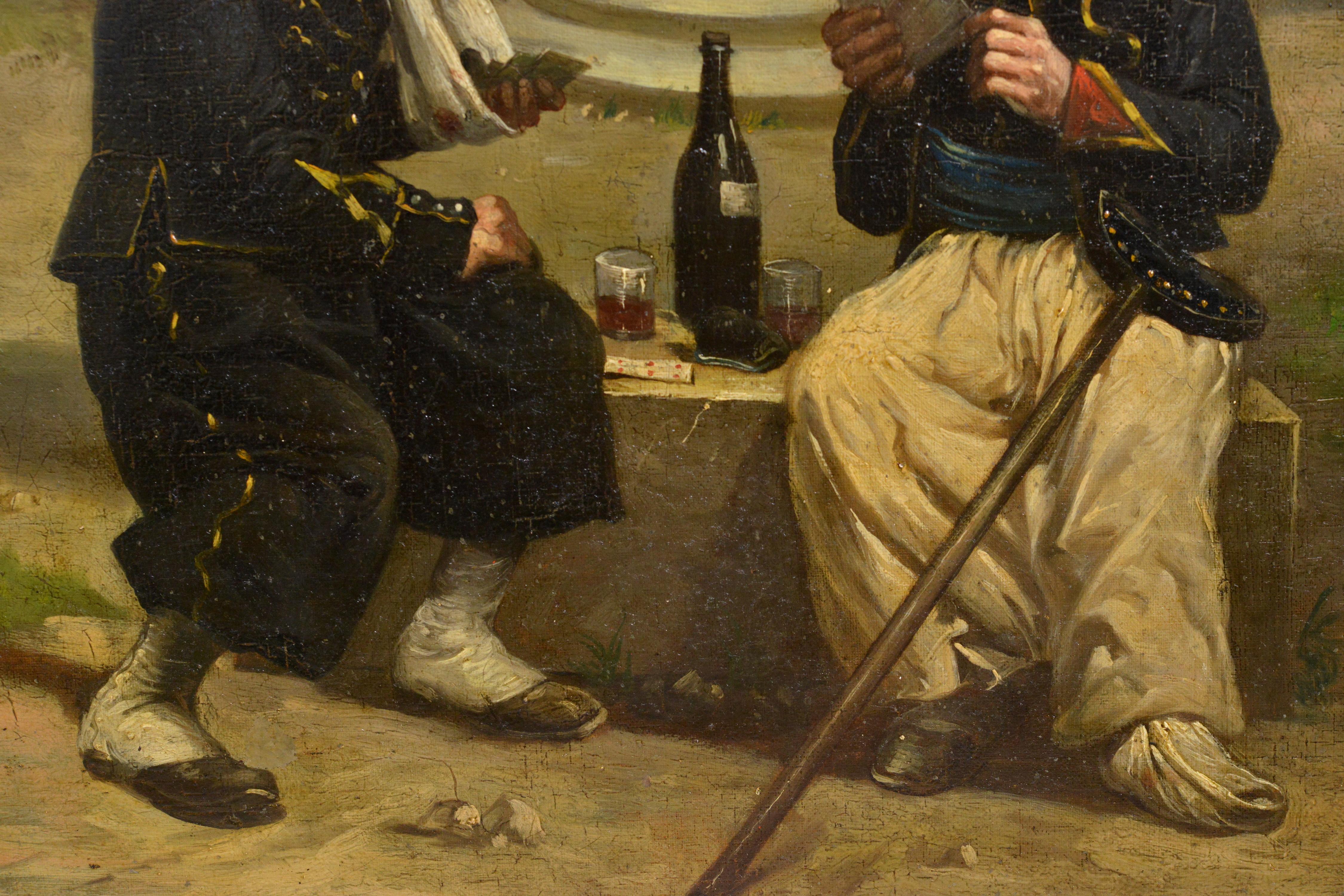 Signatur unten links: Paul Louis Narcisse Grolleron (1848 - 1901). Der französische Maler und Illustrator Paul Grolleron ist nach wie vor am bekanntesten für seine zahlreichen, gut beobachteten Bilder aus dem Deutsch-Französischen Krieg, deren
