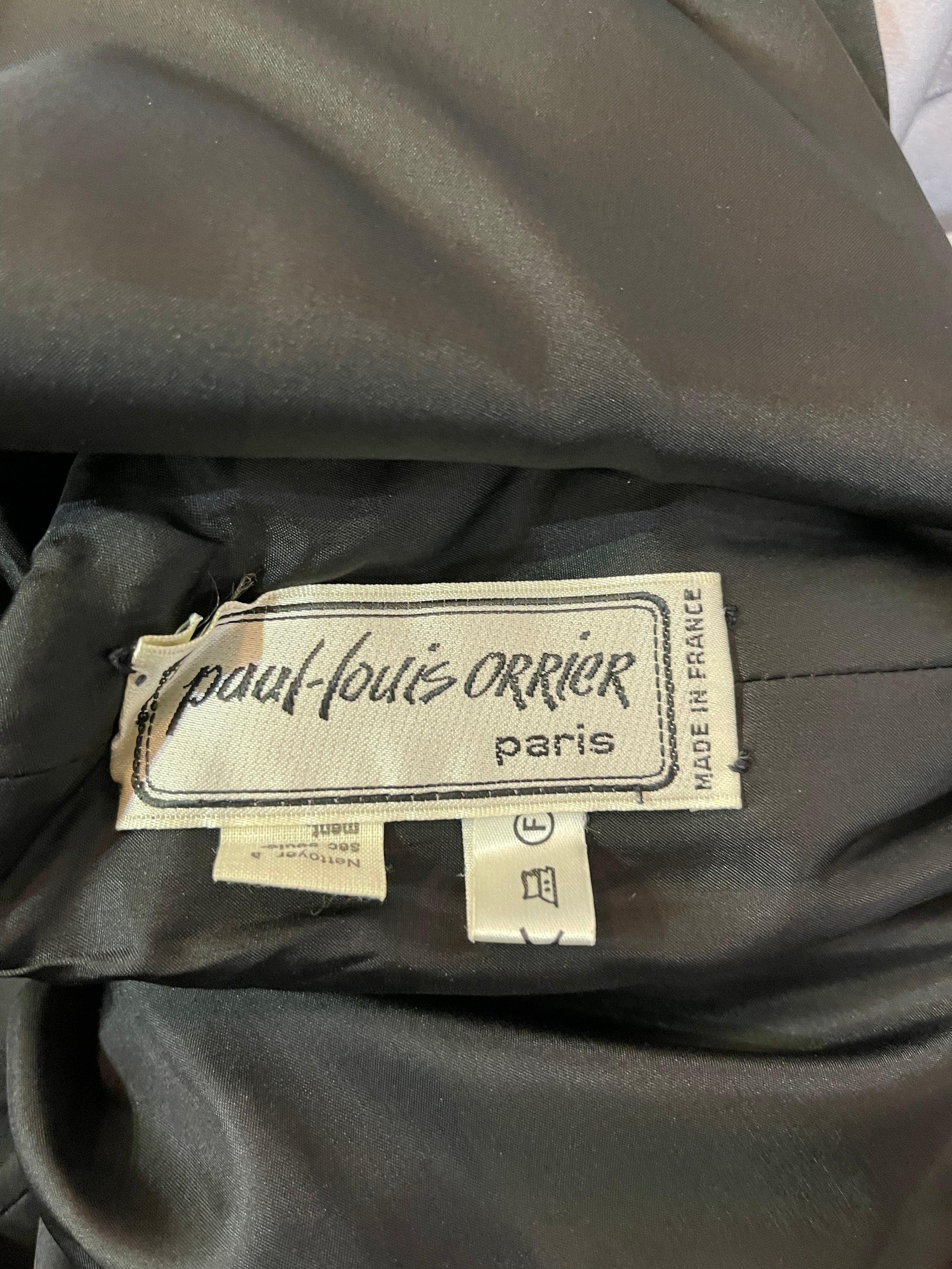 Women's Paul Louis Orrier Black Beaded Lace Panel Cocktail Dress, 1980s For Sale