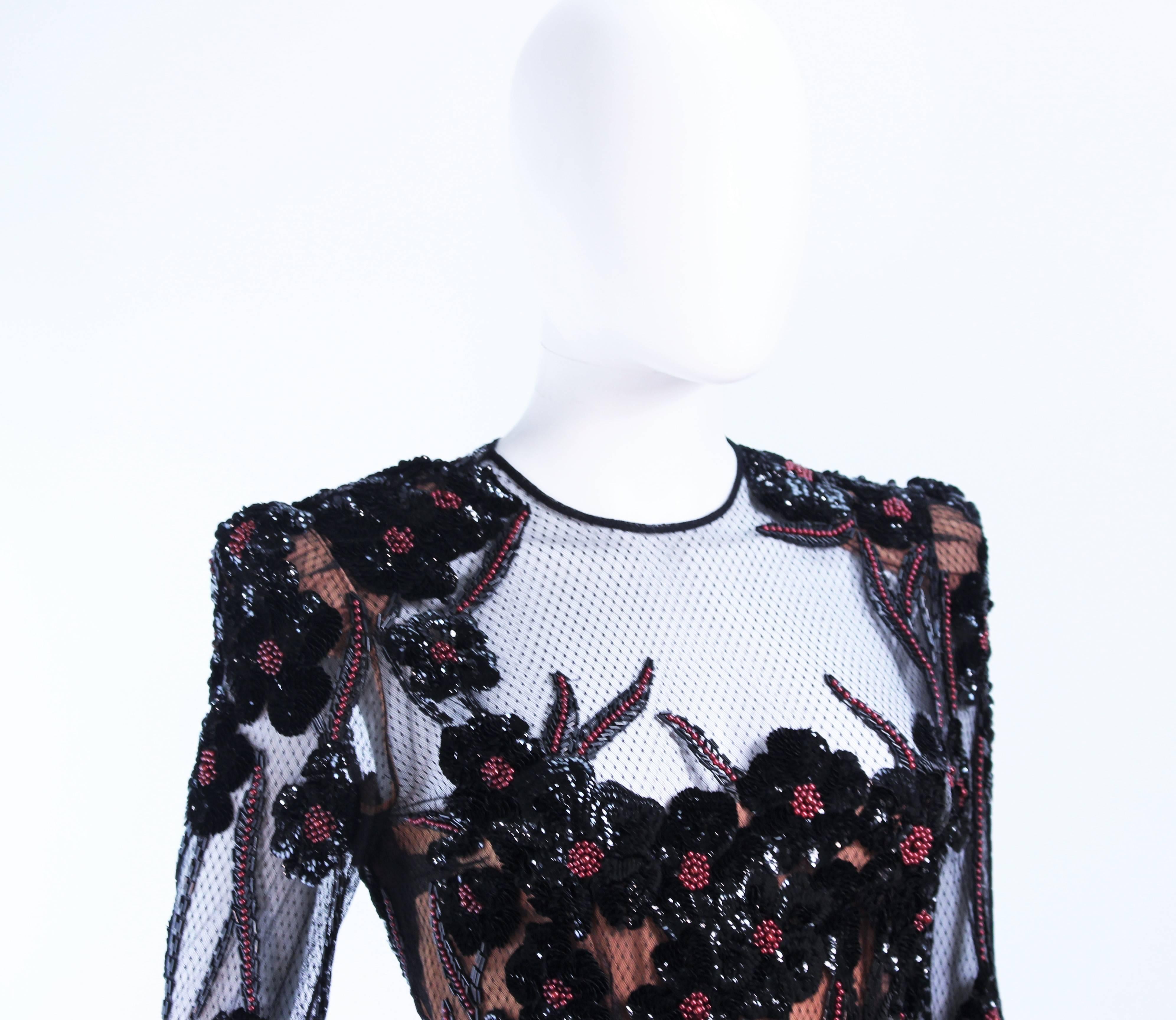 De las mujeres PAUL LOUIS ORRIER Vestido de cóctel de seda negra con cuentas y cinturón turquesa Talla 6-8 en venta