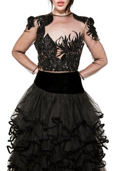 Paul Louis Orrier Illusion Sequin & Tulle Gown