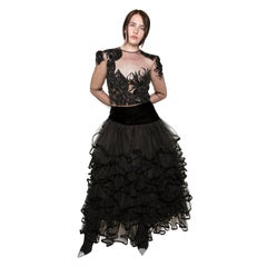Paul-Louis Orrier - Robe en paillettes et tulle avec illusion