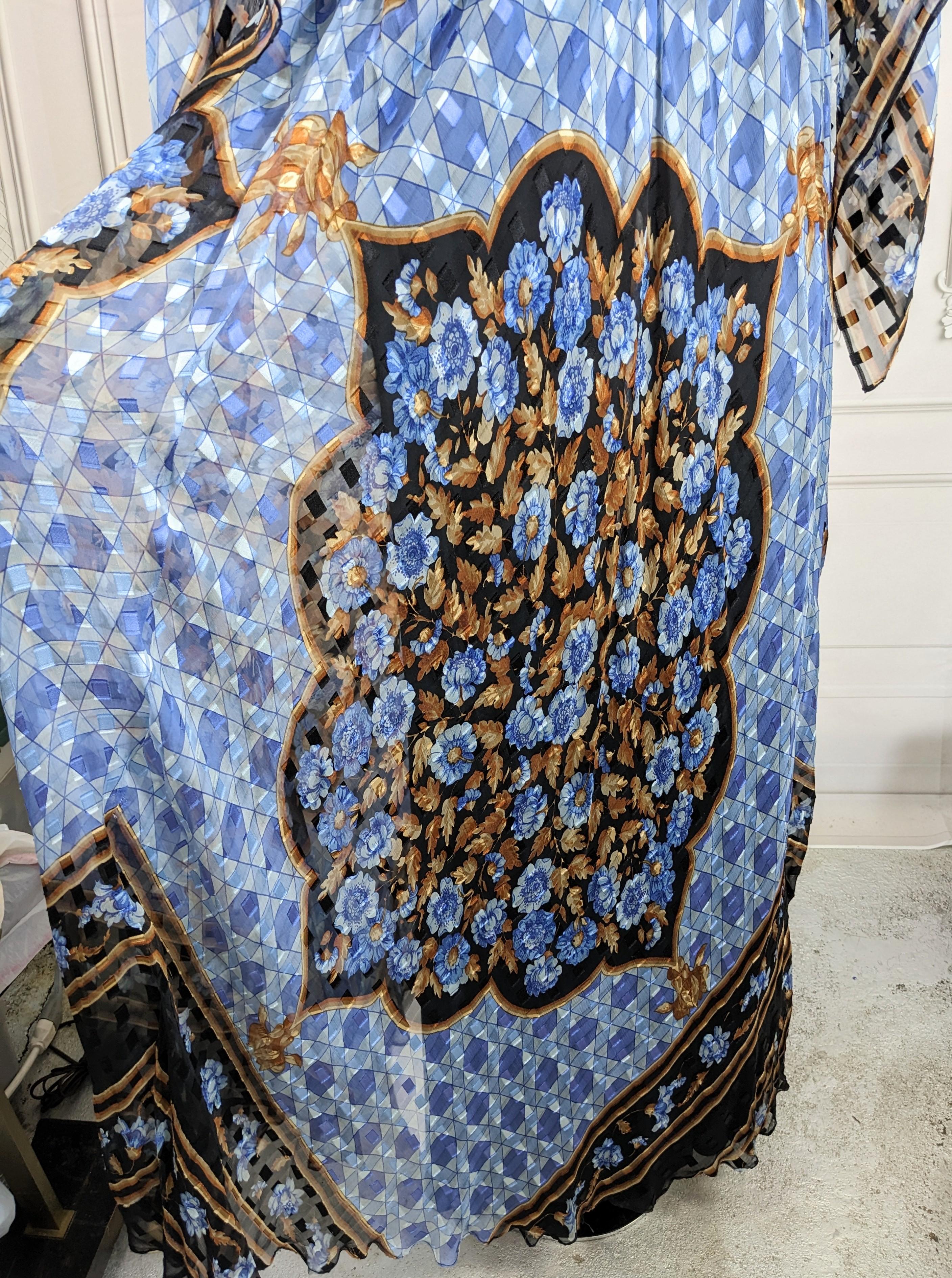 Paul-Louis Orrier: abito in chiffon con stampa piazzata e sciarpa a punta in vendita 6