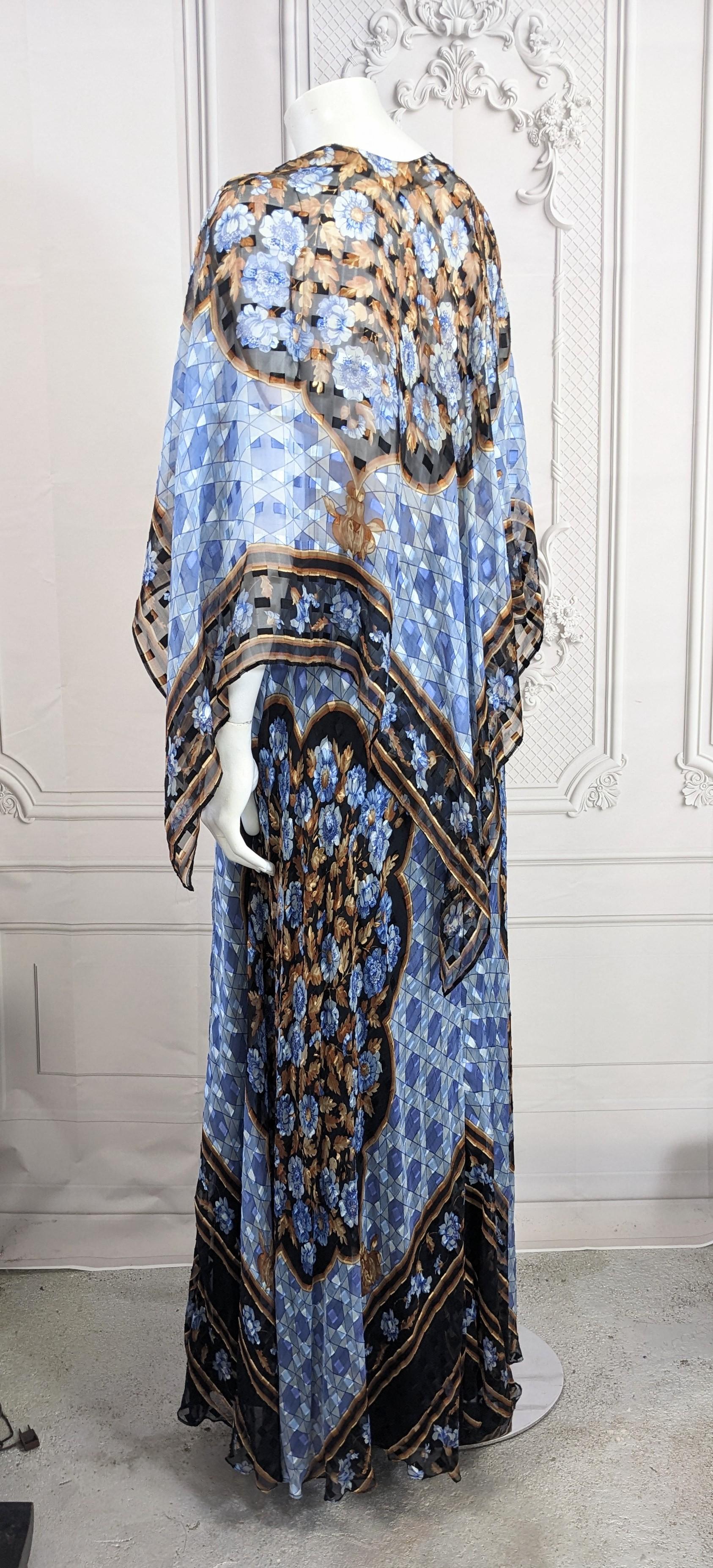 Women's or Men's Paul Louis Orrier Placed Print Chiffon Scarf Point Gown For Sale