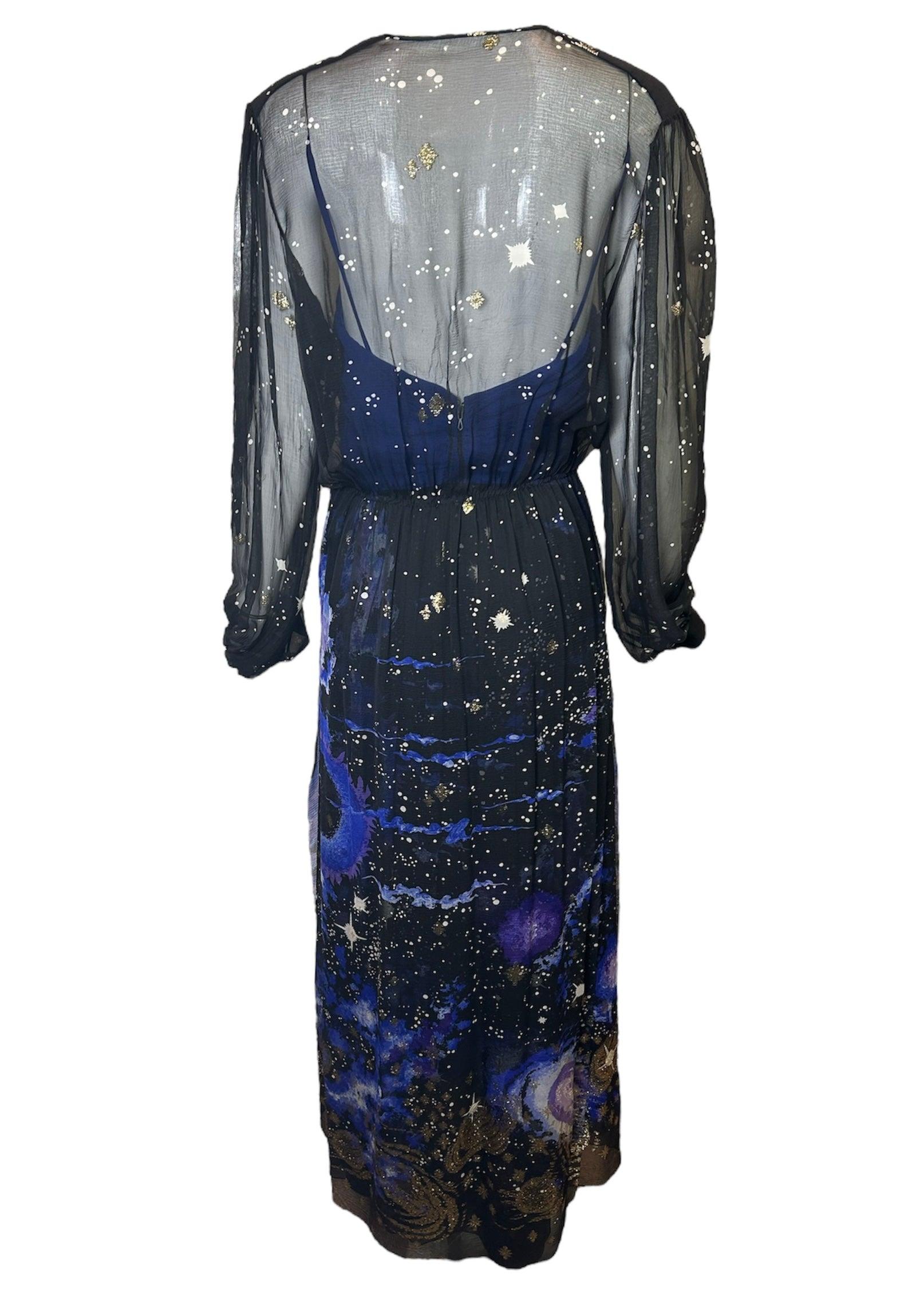 Conjunto Paul-Louis Orrier Bata galaxia de seda y gasa, 1970S Negro en venta