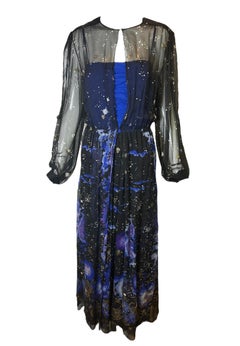 Conjunto Paul-Louis Orrier Bata galaxia de seda y gasa, 1970S