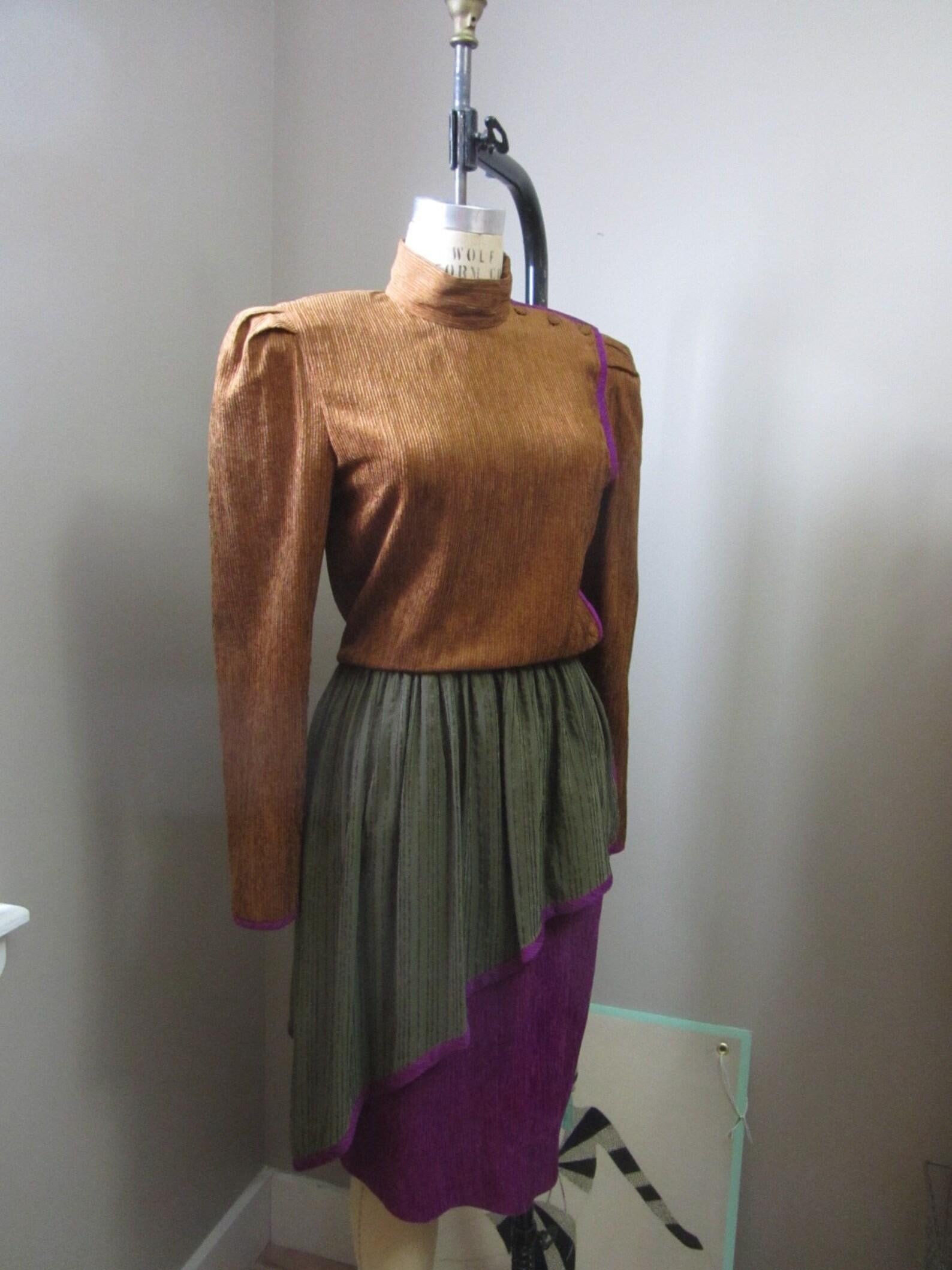 Vestido de seda tricolor Paul-Louis Orrier en Excelente estado para la venta en Brooklyn, NY