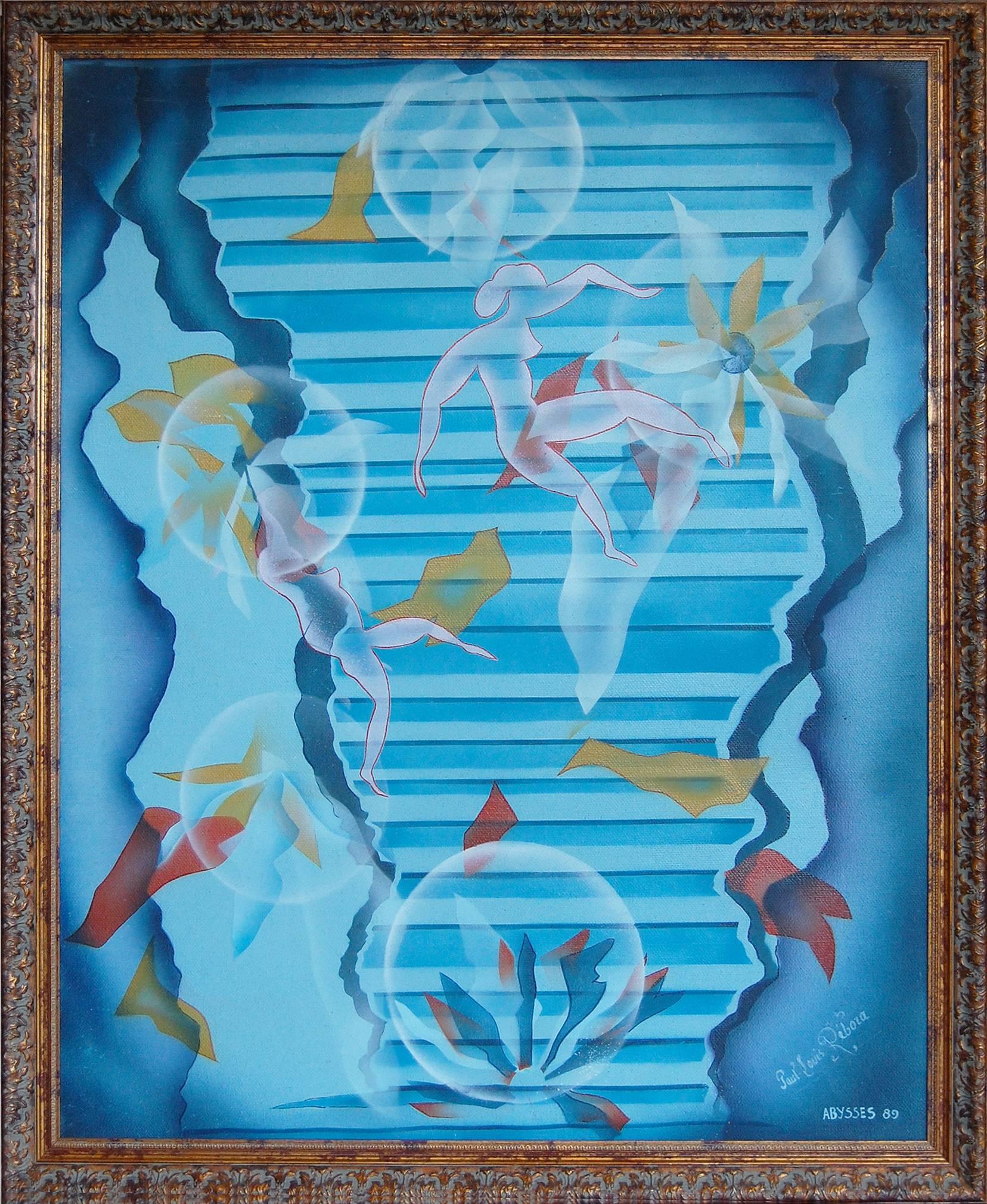The 3 Lights; Paul - Louis Rebora; French 20th c; oil on linen - Painting by Paul-Louis Rebora