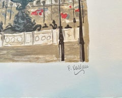 La Place de Concorde Lithograph, Signed, 92/220, Mid-20th Century