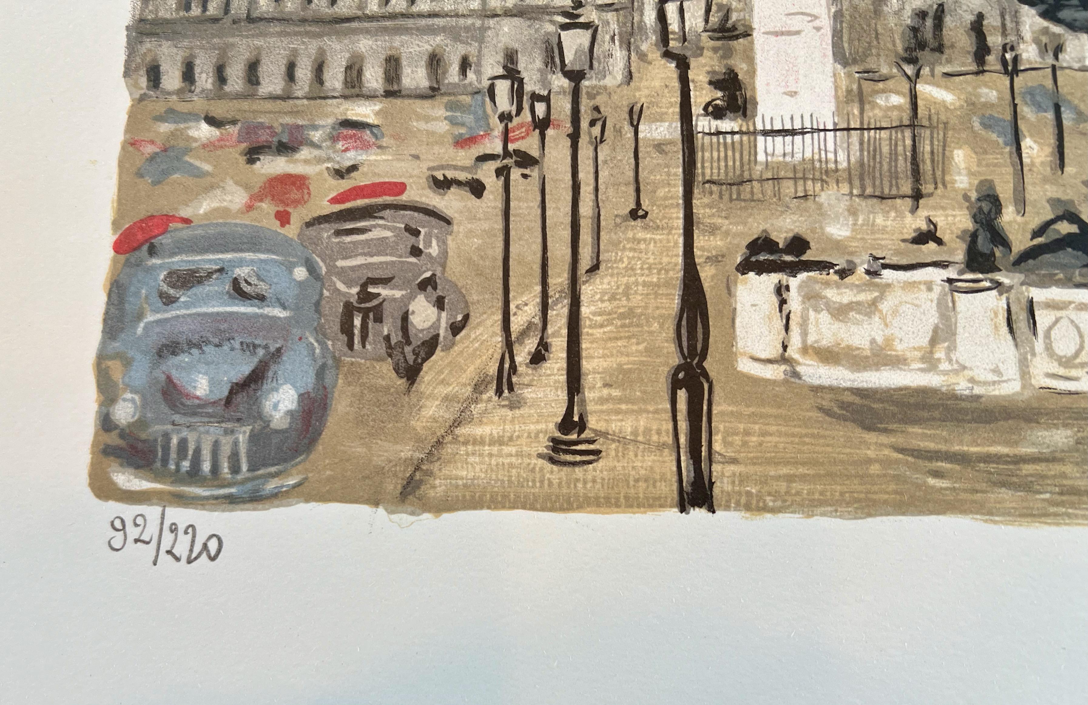 La Place de Concorde - Painting Contemporáneo de Paul Lucien Dessau