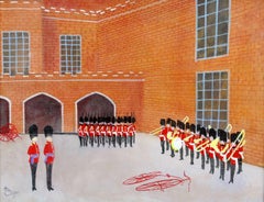 St. James's Palace, London - Mid Century French Naif City Street Oil Painting