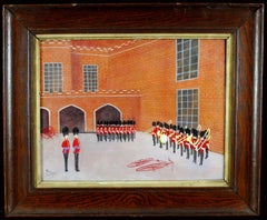 St. James's Palace, London - Mid Century French Naif City Street Oil Painting