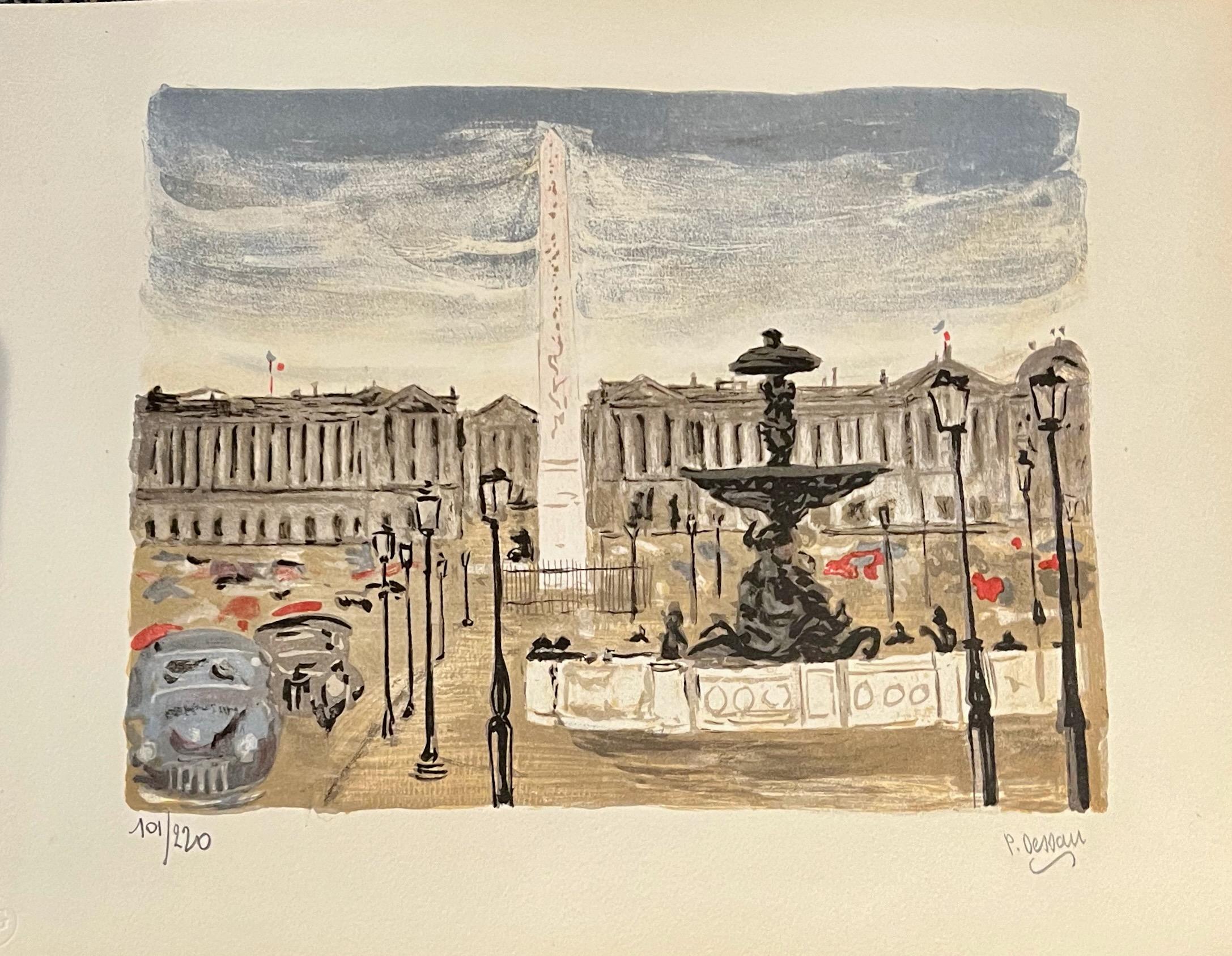 Landscape Painting de Paul Lucien Dessau - La Place de la Concorde
