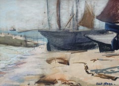 Boats on the Beach, Dorset, Pastel on Paper, Mentor of Winston Churchill