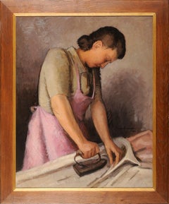 Vintage Portrait of a woman ironing