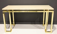 Paul M. Jones Brass and Travertine Console Table