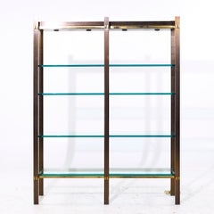 Paul M Jones MCM Bronze, Brass and Glass Double Illuminated Étagère Shelf