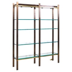 Paul M. Jones Scaffale a doppia illuminazione MCM in bronzo, ottone e vetro