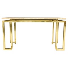 Paul M. Jones Mid-Century Brass and Travertine Console Table, USA