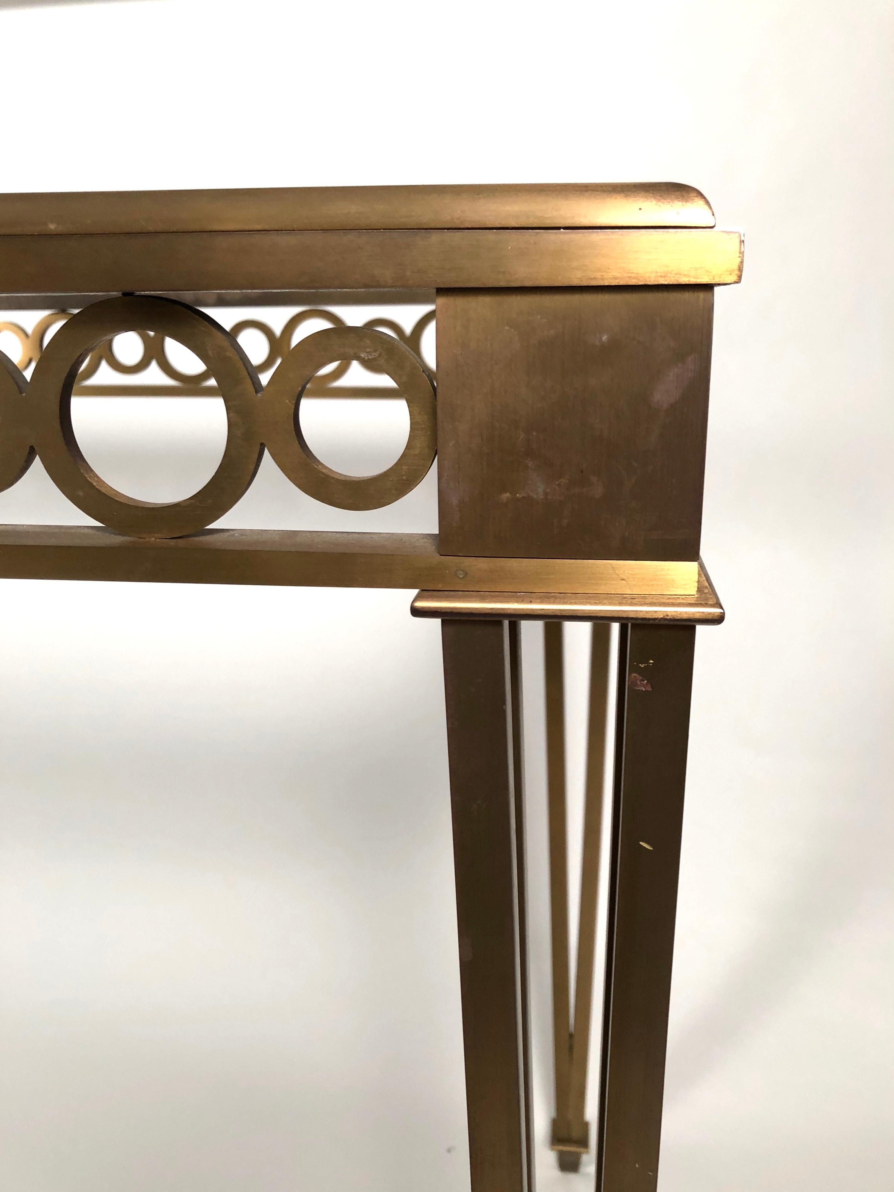 Paul M. Jones attrib. Neoclassical Polished Black Granite & Brass Console Table 2