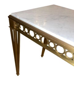 Paul M. Jones Neoclassical Style Bronze & White Marble Console Table, USA, 1960s