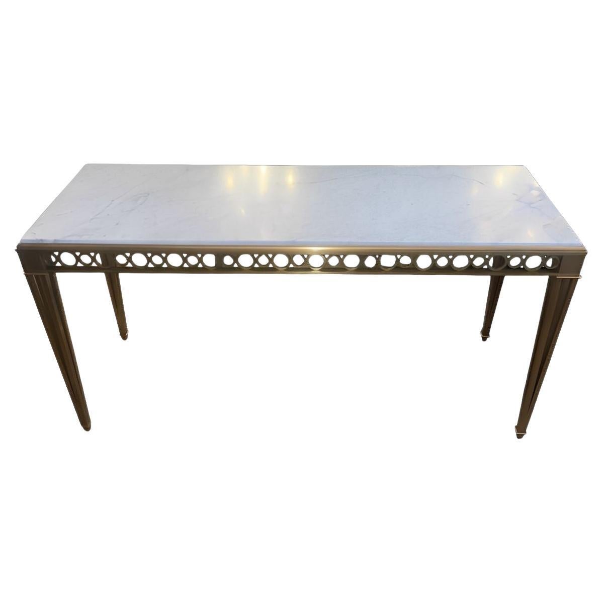 Paul M. Jones Neoclassical Style Bronze 
White Marble Console Table, USA, 1960s For Sale