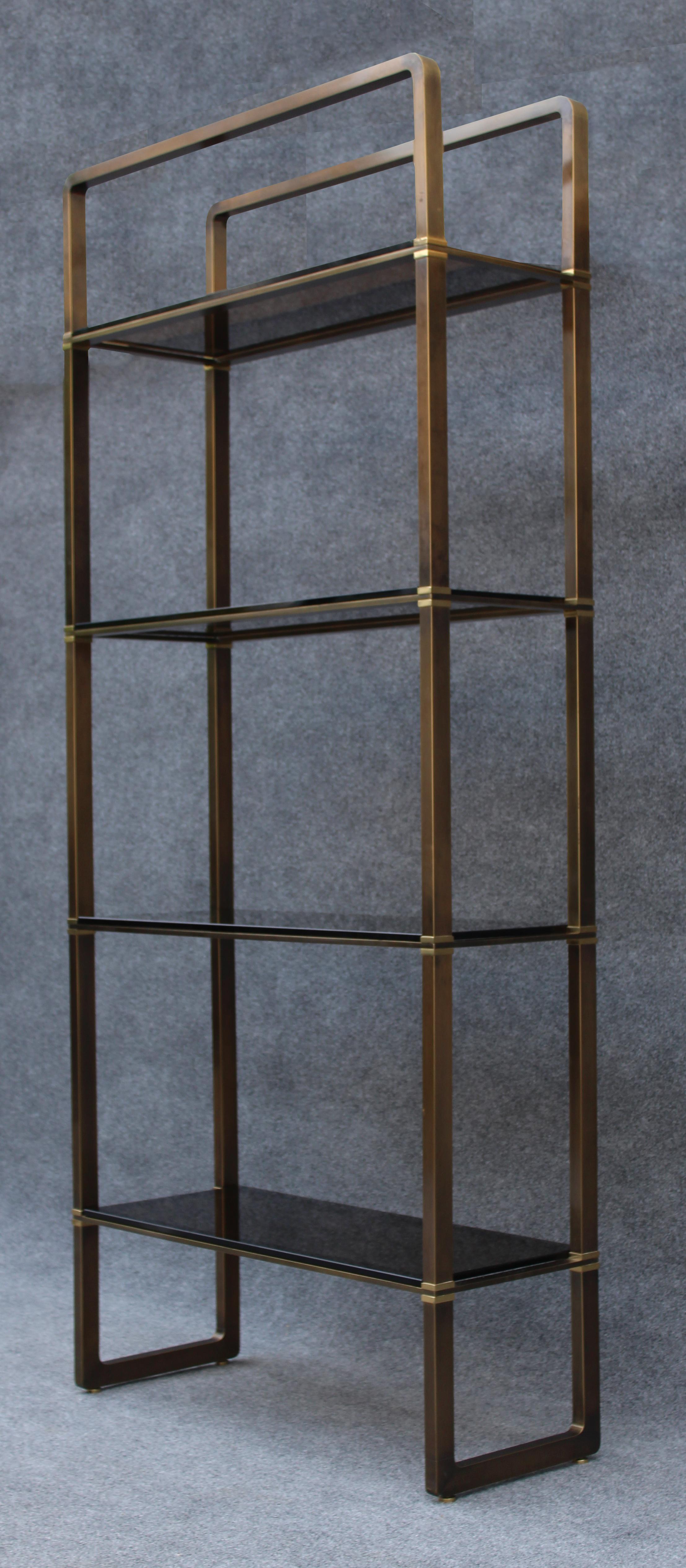 Mid-Century Modern Paul M. Jones Solid Brass & Glass Large 4-Shelf Etagere For Sale