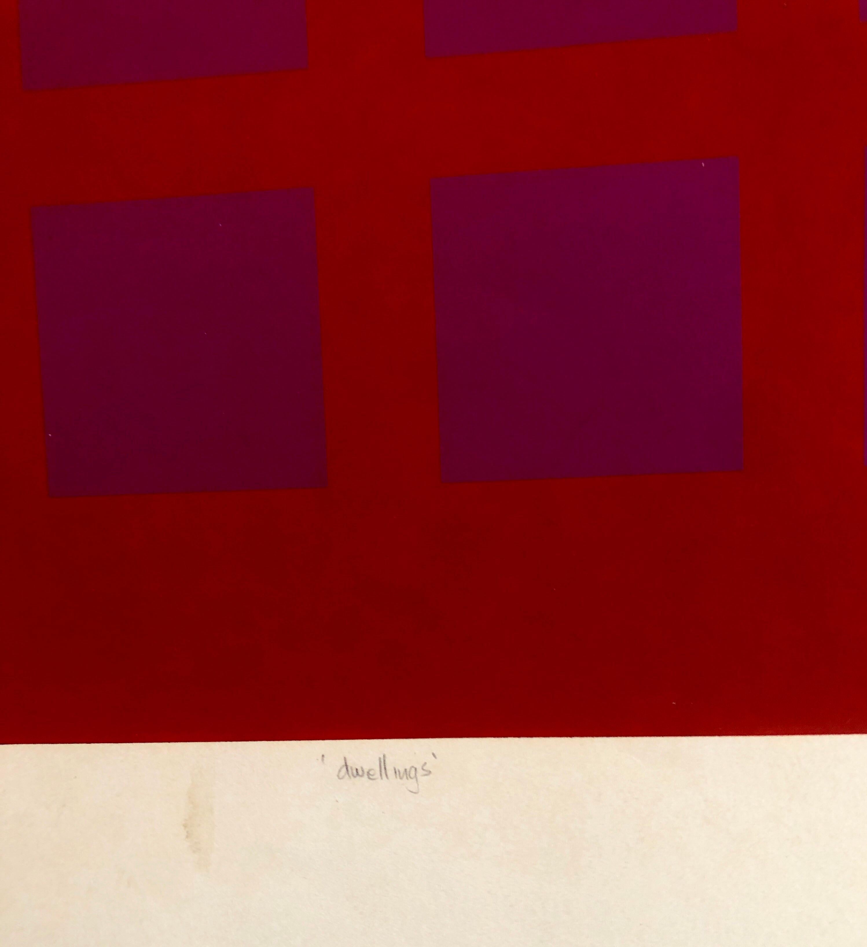 Abstract Geometric 1970s Kinetic Silkscreen Screen Print Manner Vasarely Op Art - Red Abstract Print by Paul M. Levy