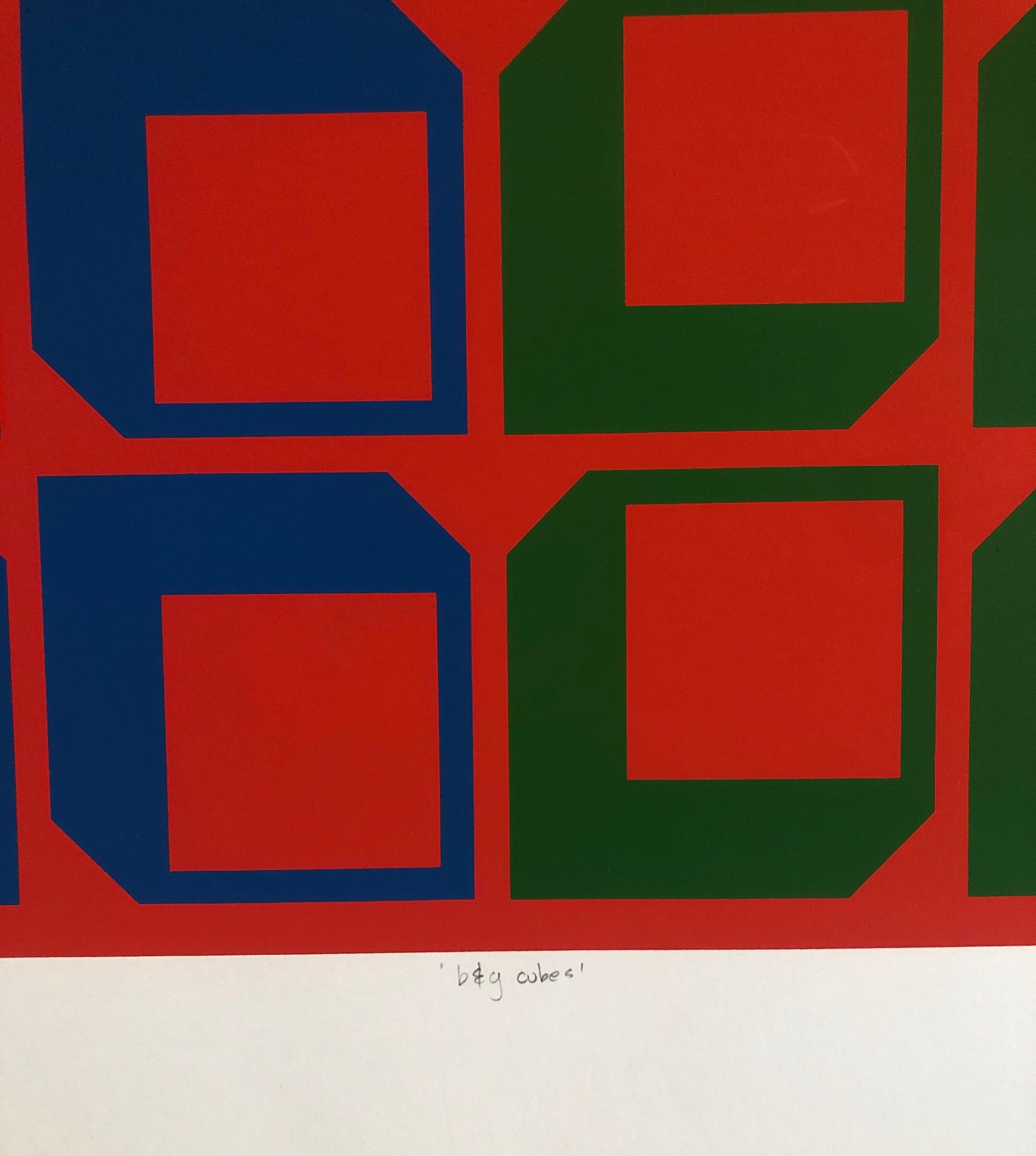 Paravents cinétiques géométriques abstraits des années 1970, style Vasarely Op Art - Géométrique abstrait Print par Paul M. Levy